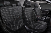 Накидки 5D PSV Len Next (Черный/Отстрочка белая), комплект на весь салон, лен, ромб Звезда