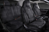 Накидки 5D PSV Vektor Alcantara Sport (Черный/Отстрочка Белая), комплект на весь салон, алькантара