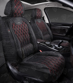 Накидки 5D PSV Galant Velur 2 FRONT (Черный/Отстрочка Красная), на передние сиденья, велюр 