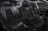 Накидки 5D PSV Galant Velvet Skin (Черный/Отстрочка Черная), комплект на весь салон, вельвет + мокрая кожа