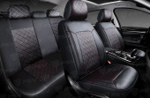 Чехлы PSV Elegant Next (Черный/Ромб красный/отстрочка красная), ромб + экокожа