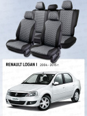 Чехлы Renault Logan I 2004-2015 г. - черно-серый (Loto) "Статус"