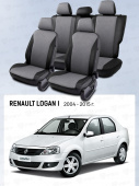 Чехлы Renault Logan I 2004-2015 г. - перфорация, черно-серый "Статус"