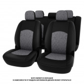 Чехлы Toyota Camry XV70 2017-> РОМБ/черная экокожа + серая алькантара "Оригинал"