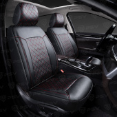 Чехлы PSV Elegant Next 2 FRONT (Черный/Ромб красный/отстрочка красная), ромб + экокожа