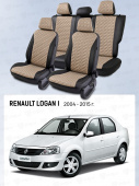 Чехлы Renault Logan I 2004-2015 г. - черно-бежевый (Loto) "Статус"