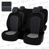 Чехлы Hyundai Solaris II/Kia Rio IV 2017-> Sd (Comfort/Prestige) черная экокожа + серый велюр "Оригинал"