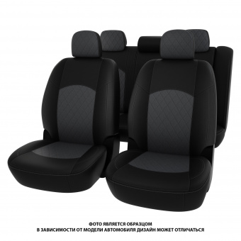 Чехлы Mitsubishi Lancer IX 2000-2010 г. - Sd, РОМБ/отстрочка серая, черно-серая экокожа *Оригинал*