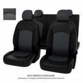 Чехлы Hyundai Solaris II/Kia Rio IV 2017->  Sd (Active) сплошная спинка, черно-серая экокожа "Оригинал"