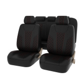 Чехлы PSV Lotos Next (Черный/Ромб красный/отстрочка красная), ромб + экокожа