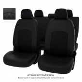 Чехлы Hyundai Santa Fe III 2012-2018 г. -  РОМБ/отстрочка черная,черная экокожа + черная алькантара "Оригинал"