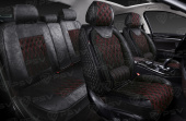 Накидки 5D PSV Galant Velvet Skin (Черный/Отстрочка Красная), комплект на весь салон, вельвет + мокрая кожа