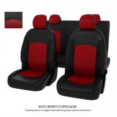 Чехлы Hyundai Solaris II/Kia Rio IV 2017->  Sd (Active) сплошная спинка, черно-красная экокожа "Оригинал"