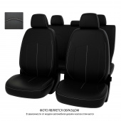 Чехлы VW Polo VI 2020-> черный/отстрочка белая, экокожа "Оригинал"