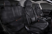 Накидки 5D PSV Integra Alcantara (Черный/Отстрочка Черная), комплект на весь салон, алькантара