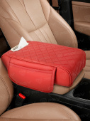 Накладка на подлокотник PSV Pillow с отделением для салфеток (Бордовый), экокожа 