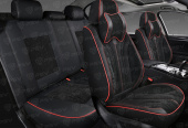 Накидки 5D PSV Grand (Черный/Отстрочка красная), комплект на весь салон