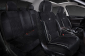 Накидки 5D PSV Angel Velur 2 FRONT (Черный/Кант Белый), на передние сиденья, велюр