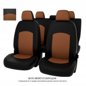 Чехлы VW Polo VI 2020-> черно-св.коричневая экокожа "Оригинал"
