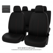 Чехлы VW Polo VI 2020-> черный/отстрочка красная, экокожа "Оригинал"