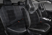 Накидки 5D PSV Continental (Черный/Отстрочка белая), комплект на весь салон