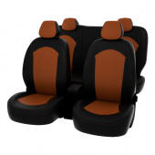 Чехлы Hyundai Solaris I 2010-2017 г. - Sd черно-св.коричневая экокожа "Оригинал"