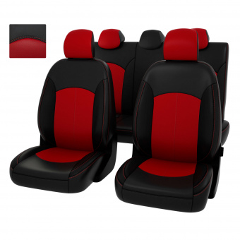Чехлы Hyundai Solaris II/Kia Rio IV 2017-> Sd (Comfort/Prestige) черно-красная экокожа "Оригинал"
