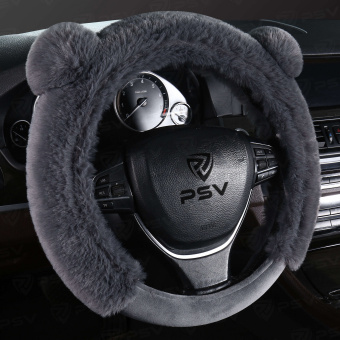 Оплетка на руль искусственный мех PSV MISHKA Premium (Серый) M