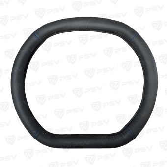 Оплетка на руль  PSV DRIVE CORNER со скошенным низом Fiber (Черный/Отстрочка синяя) М, экокожа