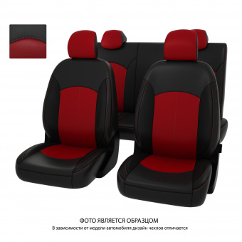 Чехлы Hyundai Solaris II/Kia Rio IV 2017->  Sd (Active) сплошная спинка, черно-красная экокожа "Оригинал"