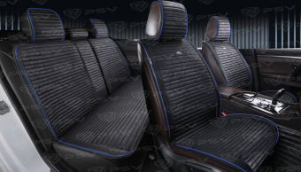 Накидки PSV Bliss PRO Skin BACK (Черный/Кант Синий), задний ряд, мокрая кожа